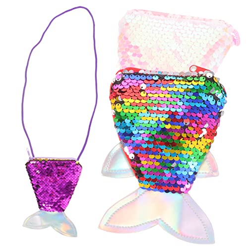 Ipetboom 3 Stück Glitzernde Meerjungfrau Mini Umhängetaschen für Mädchen Tragbare Kleine Geldbörsen mit Pailletten Strapazierfähige Crossbody Tasche für Party und Alltag von Ipetboom