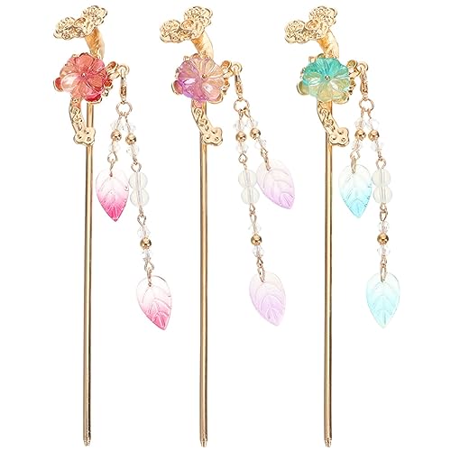 Ipetboom 3 Stück Damen Haarnadel Chinesischer Haarstab Japanisches Haar-accessoire Quaste Tropfen Haarnadel Haarknotenhalter Mode Kopfnadel von Ipetboom