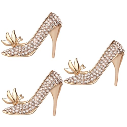 Ipetboom 3 Stück Hochwertige High Heel Brosche mit Glitzersteinchen Eleganter Anstecker für Damen Hochzeiten Partys Besondere Anlässe Modisches für Look von Ipetboom