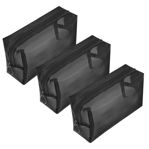 Ipetboom 3-Teilige Netz-Kosmetiktasche Reise-Toilettenartikel-Organizer Kulturbeutel Hautpflege-Kulturtasche Reise-Netz-Tragetasche Kosmetik Damen Stoff-Netztaschen Große von Ipetboom