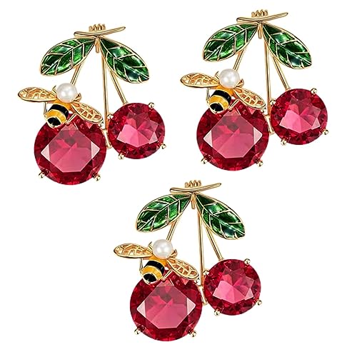Ipetboom 3 Stück Kreative Brosche mit Kirschmotiv für Damen Stilvolles Accessoire für Kleidung Schals Einzigartiges Design von Ipetboom