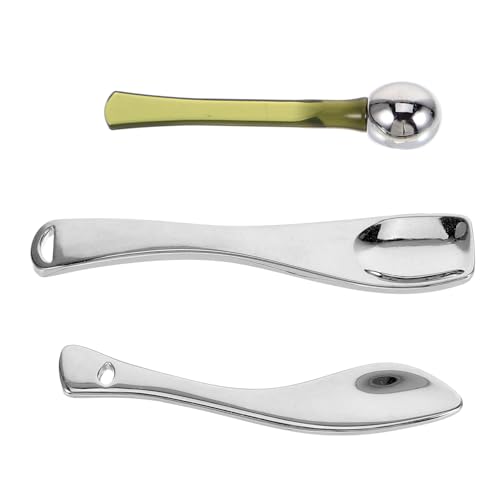 Ipetboom 3 Stück Metall Makeup Spatel Teiliges Kosmetikspatel für Augencreme Gesichtscreme Massage Löffel Hautpflege Tool Wiederverwendbar für Cremes Lotionen und DIY Make Up Anwendung von Ipetboom