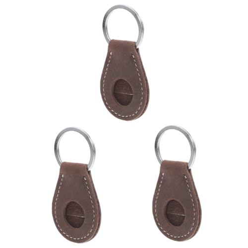 Ipetboom 3 Stück Münzvitrine Münzhalter Schlüsselanhänger Münzhalter herausfordern Kollektor Schlüsselhalter Münze Münzhalter-Lederetui AA-Chiphalter Rindsleder Dark Brown von Ipetboom
