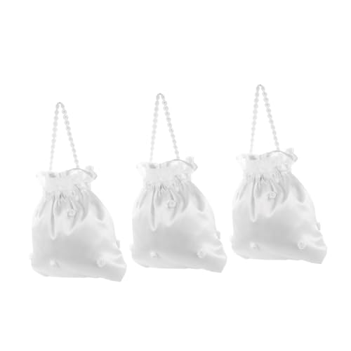 Ipetboom 3 Stück Satin Brauttasche Weiß Leichte Kompakte Hochzeits-geldbeutel mit Floraler Verzierung Vielseitige Brauttasche für Umschläge Karten Schmuck Langlebiges Satinmaterial für von Ipetboom