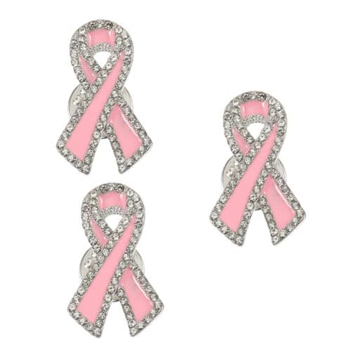 Ipetboom 3 Stück Schleifen Brosche für Brustbewusstsein Eleganter Anstecker für Frauen Symbol der Unterstützung für Kleidung Taschen zur Sensibilisierung für Brustkrebs von Ipetboom