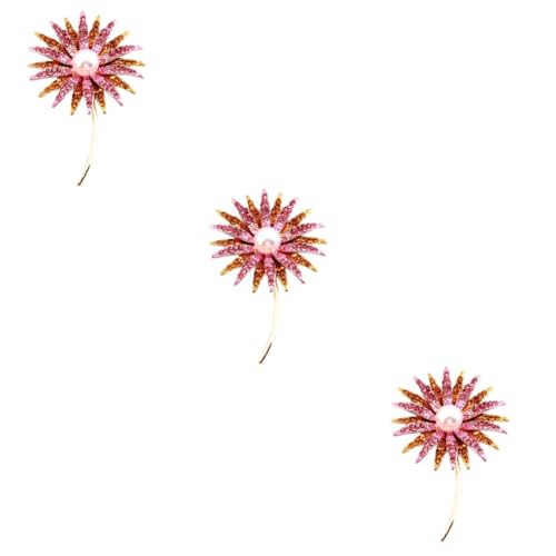 Ipetboom 3 Stück Sonnenblumen Brosche für Damen Rhinestone Anstecknadel mit Perlendesign für Kleidung Partys Vielseitiges Accessoire für Jacken Kleider Hüte von Ipetboom