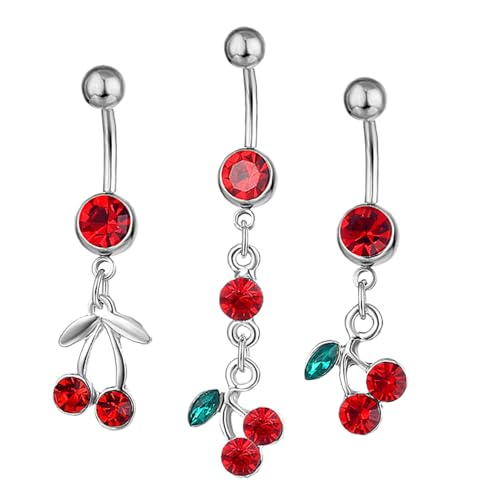 Ipetboom 3 Stück Teiliges Bauchnabelpiercing aus mit Anhänger Hautfreundlich Langlebig Glänzende Oberfläche Modischer Körperschmuck für Damen und Besondere Anlässe von Ipetboom