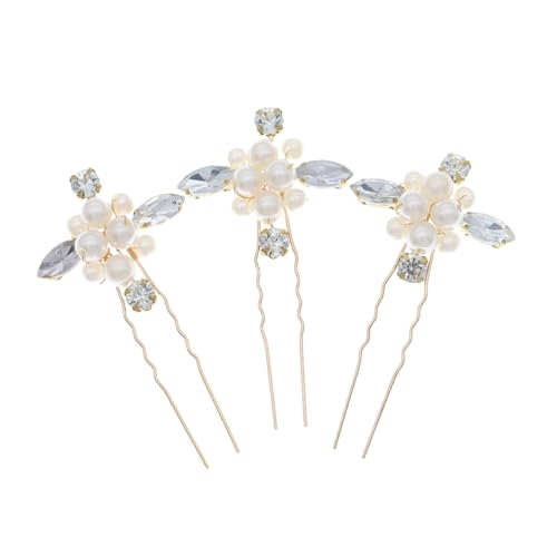 Ipetboom 3 Stück Teiliges Braut Haarschmuck U Förmige Strassblumen Haarnadeln Goldfarben Eleganter Haarfork für Hochzeit Party Geburtstag Stilvolle Damen Accessoires von Ipetboom
