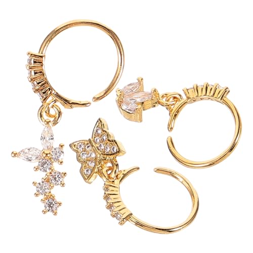Ipetboom 3 Stück Teiliges Damen Nasenringe Schmetterling mit Strass Perlen Schmuck Hautfreundlich für Party Alltag Bühne von Ipetboom