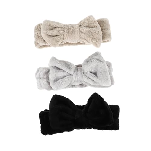 Ipetboom 3 Stück Teiliges Fleece Haarbänder mit Schleife Elastische Weiche Stirnbänder für Damen Vielseitig als Make up Sport headwraps in Schwarz und Kaffeefarben Angenehm und Rutschfest von Ipetboom