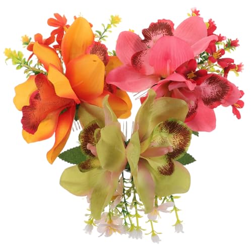 Ipetboom 3 Stück Teiliges Hawaiianische Haarkämme mit Künstlicher Blume Lebensechte Blütenfarben Stilvolle Steckkämme für Hochzeiten Strandpartys und Festliche Frisuren bei Frauen und von Ipetboom