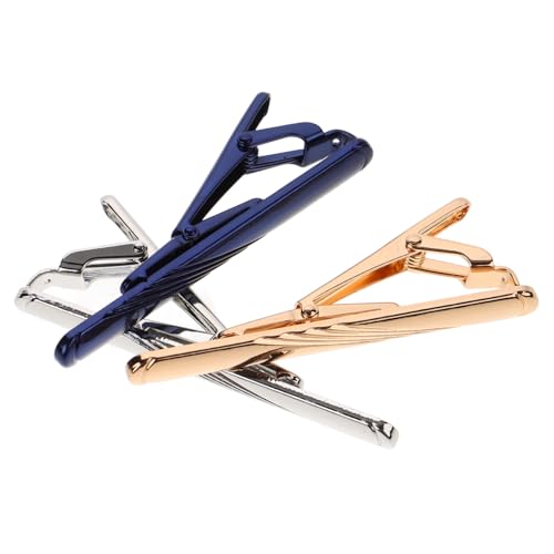 Ipetboom 3 Stück Teiliges Krawattenklammer Herren Metall Krawattenklammern in Blau Gelb Silber Langlebig Einfach zu Befestigen Modisch für Business Hochzeit Jahrestag und Alltag von Ipetboom