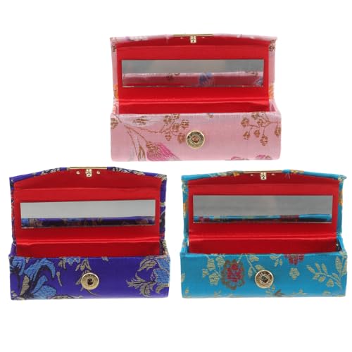 Ipetboom 3 Stück Teiliges Lippenstifthüllen mit Knopfverschluss Chinesischer Stil Design Tragbarer Lippenstifthalter für Frauen und Mädchen für Unterwegs und Geschenkoption von Ipetboom