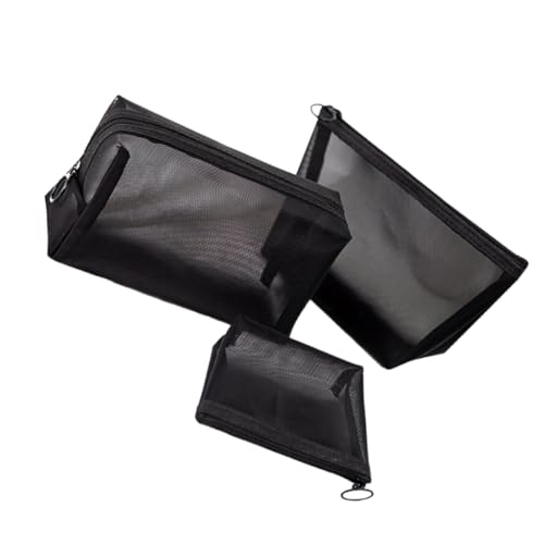Ipetboom 3 Stück Teiliges Mesh Kosmetiktaschen Leichte Kompakte Make Up Taschen mit Großem Fassungsvermögen für Reise Camping und Tägliche Kosmetikaufbewahrung für Damen und Mädchen von Ipetboom