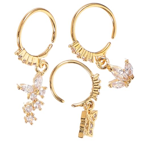 Ipetboom 3 Stück Teiliges Nasenring aus mit Schmetterling und Funkelnden Strasssteinen Kleine Nasenstecker Hautfreundlicher Nasenschmuck für Damen Langlebig und Rostfrei von Ipetboom