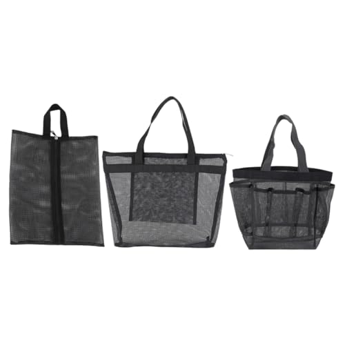 Ipetboom 3 Stück Teiliges Netz Strandtaschen Kosmetik Organizer Beutel Transparent Atmungsaktiv Reise Make Up Aufbewahrungstasche für Frauen Kompakt Leicht Vielseitig von Ipetboom