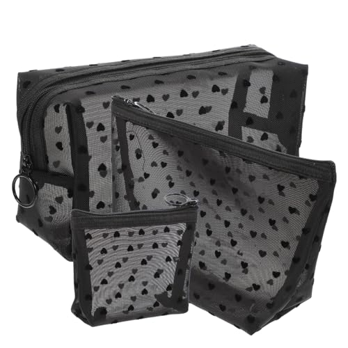 Ipetboom 3 Stück Teiliges Reise Kosmetiktaschen aus Transparentem Netzmaterial Langlebig Leicht zu Reinigen für Make Up Hautpflege und Toilettenartikel Kompakt und Tragbar für Damen und von Ipetboom