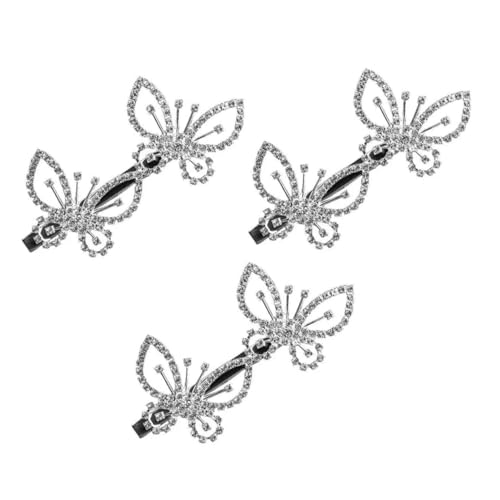 Ipetboom 3 Stück Teiliges Schmetterlings Haarspangen mit Funkelnden Strasssteinen Silberfarbene Haarklammern Eleganter Haarschmuck für Damen und Mädchen Vielseitig für Alltag und Besondere von Ipetboom