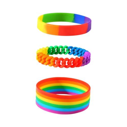 Ipetboom 3 Stück Teiliges Silikonarmband im Regenbogen Design für Männer Frauen Handgelenkband für Sport Freizeit Passt zu Jedem Outfit Perfektes von Ipetboom