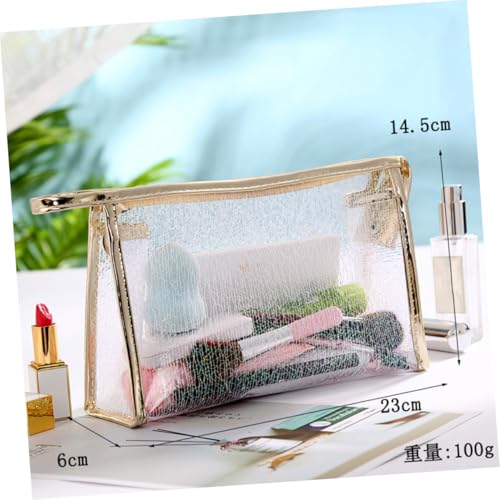 Ipetboom 3 Stück Teiliges Transparentes Makeup Pouch aus TPU mit Goldfarbenen Akzenten Multifunktionale Kosmetiktaschen mit Reißverschluss Leichte Reise kulturbeutel für Damen Weiß Kaffee von Ipetboom