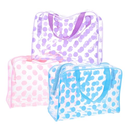 Ipetboom 3 Stück Teiliges wasserdichte Transparente Kulturbeutel aus PVC mit Reißverschluss Große Kapazität Kosmetiktaschen für Damen und Herren Leichte Reise Waschtaschen für Kosmetik und von Ipetboom