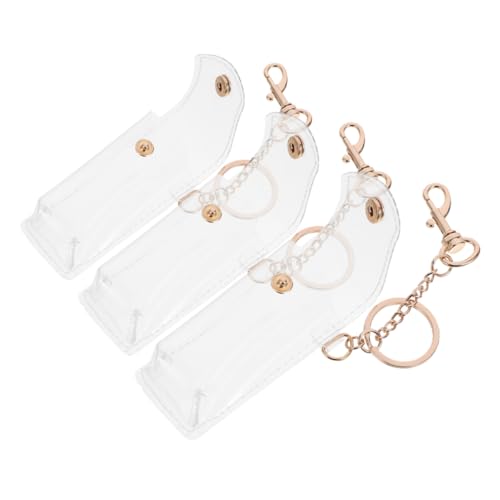 Ipetboom 3stücke Schlüsselanhänger Mit Lippenstifthalter Transparenter Lippenstift-schlüsselanhängerhalter Aus PVC Praktischer Schlüsselanhänger Für Taschen Münzen Und Kopfhörer von Ipetboom