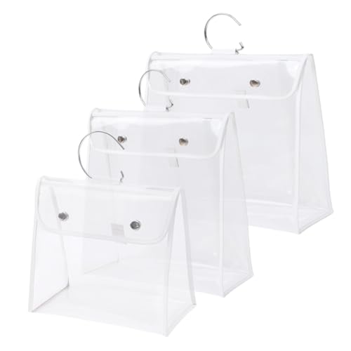 Ipetboom 3 Stück Transparente Wasserdichte PVC Handtaschen Aufbewahrungstaschen Staubdicht Wandhängend Organizer für Handtaschen Geeignet für Zuhause und Unterwegs S von Ipetboom