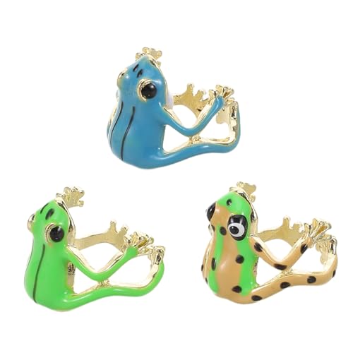 Ipetboom 3stücke Frosch Ring Für Damen Offener Verstellbarer Stil Süßer Tierform-schmuck Passt Zu Jedem Anlass Leicht Und Angenehm Zu Tragen von Ipetboom