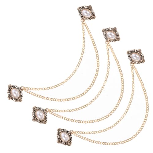 Ipetboom 3 Stück Vintage Anstecknadel mit Kette und Simulation Perle Hochzeits und Büro Lapel Pin für Anzüge und Formelle Anlässe von Ipetboom