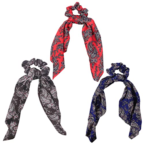 Ipetboom 3stücke Haargummi-schal Chiffon-haarringe Haargummis Haarseil Mit Langem Haargummi Für Frauen Und Mädchen Zufällige Farbe von Ipetboom