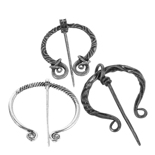 Ipetboom 3 Stück Vintage Wikinger Broschüren Set Teilig Metallbrosche Renaissance Schal und Umhangverschluss Sicherer Halteclip für Umhänge und Schals Mittelalterlicher Stil von Ipetboom
