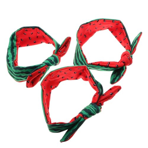 Ipetboom 3stücke Elastisches Mit Schleife Und Hasenohren Doppelseitiges Wassermelonen-design Kopfbedeckung Für Kleinkinder Und Mädchen Alltags Und Party-accessoires von Ipetboom