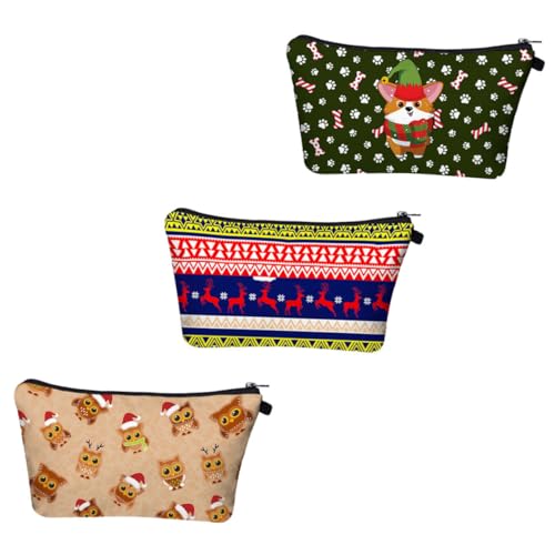 Ipetboom 3stücke Teiliges Weihnachts-kosmetiktaschengestell Mit Reißverschluss Praktische Toilettentasche Für Reisen Stylische Organizer-Taschen Für Damen Und Mädchen Für Schminke Und Klein von Ipetboom