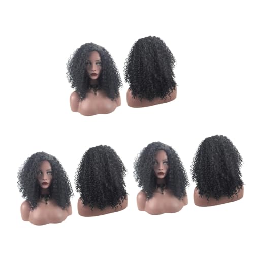 3St geflochtene Perücken für schwarze Frauen lockige Perücke Afro-Perücken lockige Echthaarperücke Haarschmuck für Frauen Frauenhaarperücke vordere Spitze Lockige haare Haarteil von Ipetboom