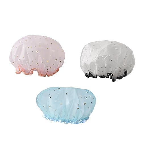 Ipetboom 3stücke Teiliges Wasserdichte Duschhaube Für Damen Doppellagige Badekappen Pastellfarben Für Haarpflege Und Make-up Wiederverwendbare Haube Für Dusche Und Spa von Ipetboom