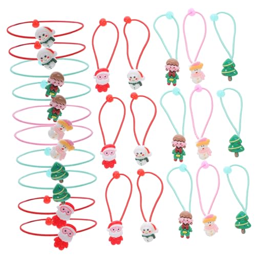 Ipetboom 30 Stück Teiliges Weihnachts Haarband für Mädchen Buntes Elastisches Haargummi mit Weichem Schadstofffreiem Material Festliche Cartoon Motive Hohe Elastizität Schonender für Dickes von Ipetboom