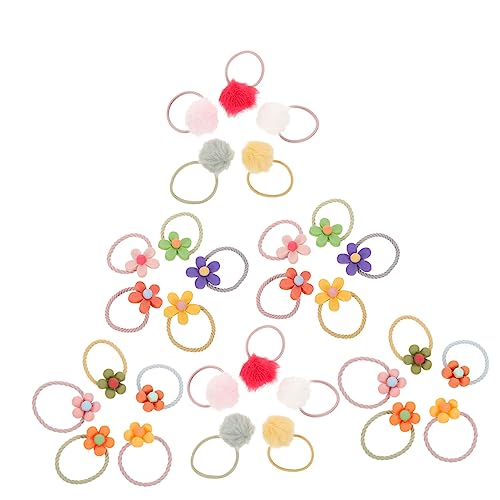Ipetboom 30stücke Blumen Haar Krawatten Elastische Pferdeschwanz Inhaber Pom Pom Haarband Für Mädchen Haarschmuck Blume Haar Accessoires Für Junge Mädchen von Ipetboom