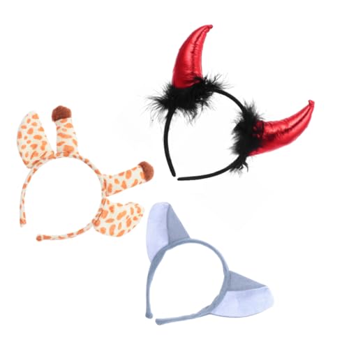 Ipetboom Make-up-Stirnband 3St Cartoon-Tier-Stirnband kuscheltier Halloween Requisiten Kind Kunststoff Make-up-Haarband von Ipetboom