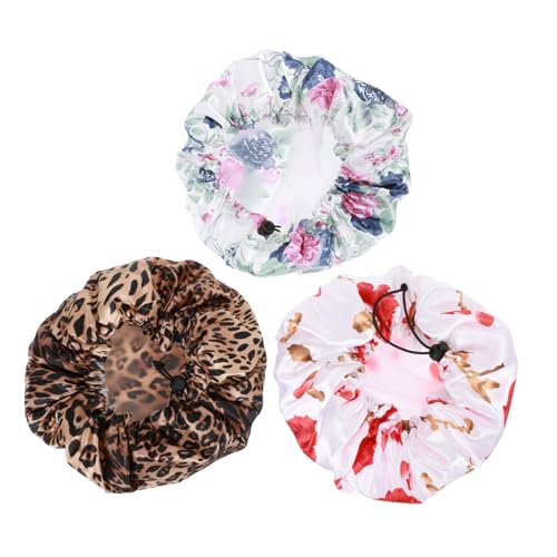 Ipetboom 3stücke Badehüte Für Erwachsene Duschhauben Satin Hut Frauen Elastische Badekappen Schlafmütze Für von Ipetboom