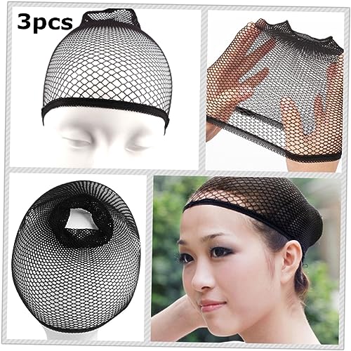 Ipetboom Damen Perücken 3St Friseur-Perückennetz schwarze Mesh Perückenkappen Trompetenständer Mesh Dome Cap light fronleichnam Schal Haarnetz Gittergewebe Bowler Hut Griffigkeit Damen von Ipetboom