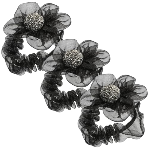 3St Haarring elastische Haargummis Haarbänder für Damen Blumenhaar haarschmuck Haargummi für Mädchen Haarband Elastizität Halter Blüte Pferdeschwanz Fräulein Stirnband Gittergewebe von Ipetboom