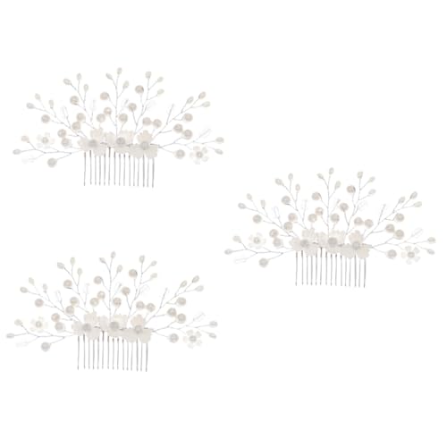 Ipetboom 3St Haarspange mit Herz aus Strass Hochzeitshaar Hanfu Haarschmuck blumenmädchen haarschmuck Tiara braut haarkamm Blumenmädchen-Kopfbedeckungen für die Hochzeit Strasssteine Weiß von Ipetboom