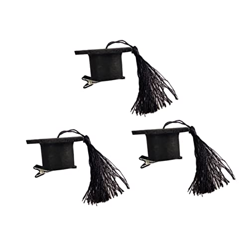 Ipetboom 3stücke Doktorhut Haarklammern Mit Quaste Mini Abschlussfeier Haaraccessoires Für Erwachsene Und Mädchen Schwarze Haarspangen Für Graduation Party Deko von Ipetboom