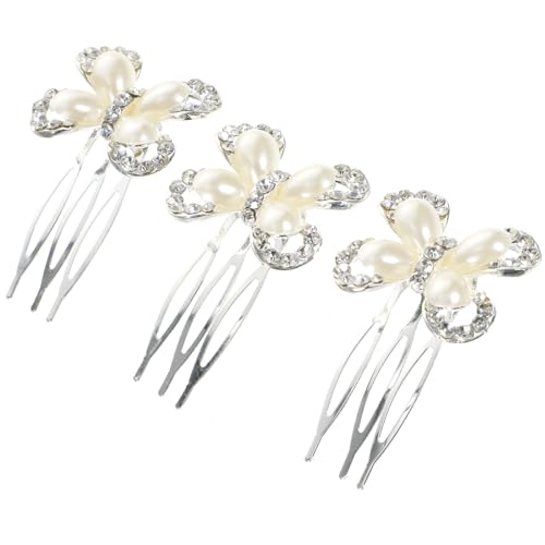 Ipetboom 3St Schmetterlings-Strass-Clip Haarschmuck für die Brautjungfer Braut Haarteil Tiara Haarschmuck aus Strass Perlenhaarkämme für die Hochzeit Koreanische Version Kamm Zubehör Damen von Ipetboom