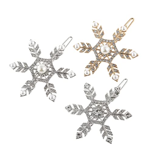 Ipetboom 3st Schneeflocke Haarnadel Weihnachten Schneeflocke Haarspange Haarspangen Aus Legierung Weihnachtshaarspangen Aus Kristall Hochzeit Haarklammer Schmuck Fräulein Perle Krawatte von Ipetboom