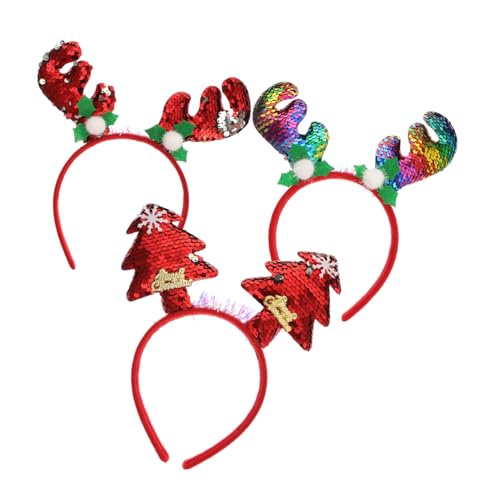 Ipetboom 3St Weihnachtliches dekoratives Stirnband Haargummis für Mädchen Geweih Stirnband weihnachts haarschmuck weihnachtshaarschmuck Haarband Tiara Haarreif aus Geweih von Ipetboom