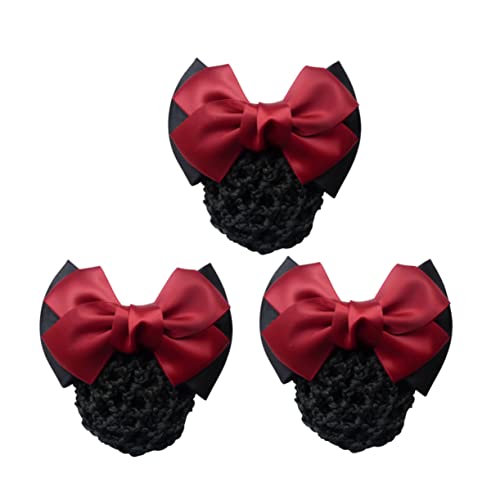 Ipetboom 3St Haarschmuck Haar Klammern Bowknot-Clip Mesh-Haarnetz Haarnadel Mesh-Taschen frauen kopfschmuck Haarblumennetzbeutel großer Bogen Brötchen Yiwu Netztasche Blüte von Ipetboom