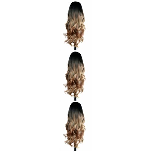 Ipetboom 3st Braune Perücken Kostümperücken Gewellte Partyhaarperücke Realistische Perücke Für Frauen Lace-front-perücken Damen Perücken Braune Haarperücke Fräulein Rosennetz Gradient von Ipetboom