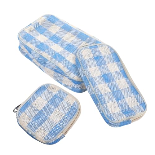 Ipetboom 3stücke Teiliges Reise-kosmetikset Tragbare Mehrzweck Schminktasche Mit Reißverschluss Organizer Für Make-up Toilettenartikel Und Digitale Zubehörteile Kariert von Ipetboom