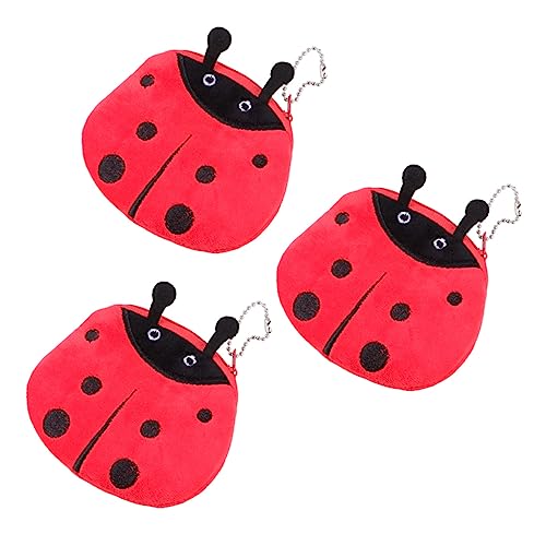 Ipetboom 3stücke Teiliges Plüsch-münzbeutel Im Marienkäfer-Design Kleines Leichtes Schlüssel Wechselgeldetui Für Mädchen Für Schule Shopping Und Reisen von Ipetboom